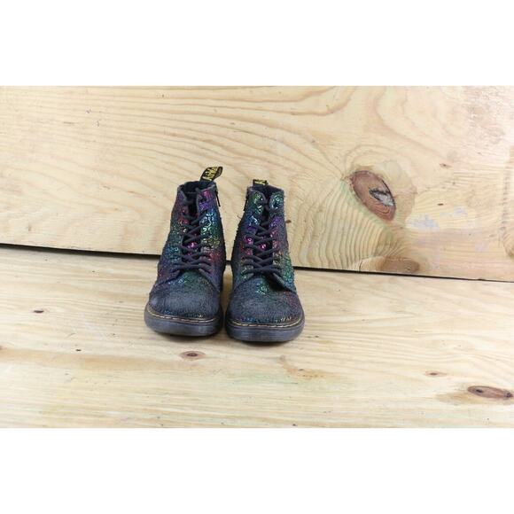 Dr. Doc Martens Boots Pascal J Girls 1 Suede Rainbow Croc Multi Air Wair Combat - Picture 2 of 8